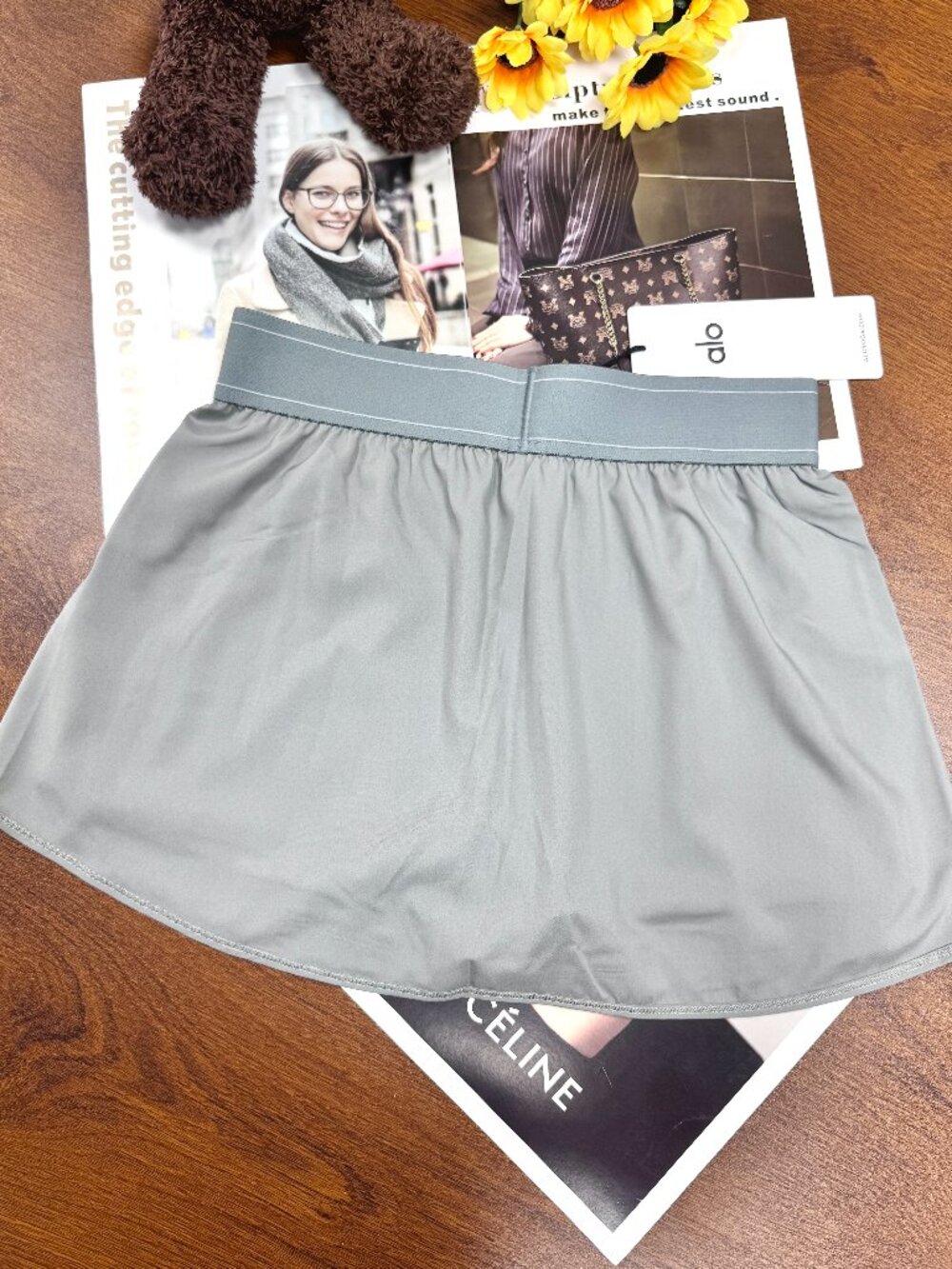 NWT😘🤩Alo Yoga Grey Match Point Tennis Skirt,High-Waisted Slimming Athletic - Picture 7 of 7